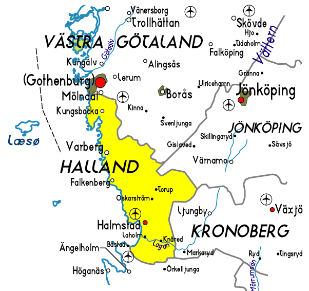 Map of Halland