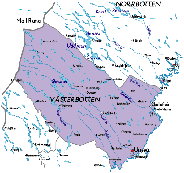 Map of Vasterbotten