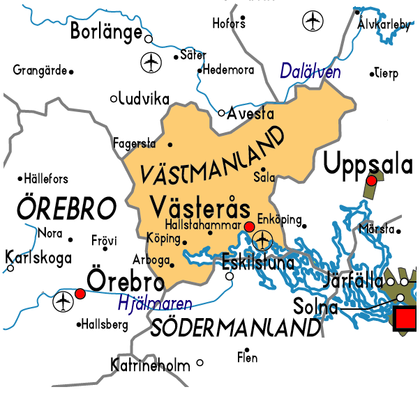 Map of Vastmanland